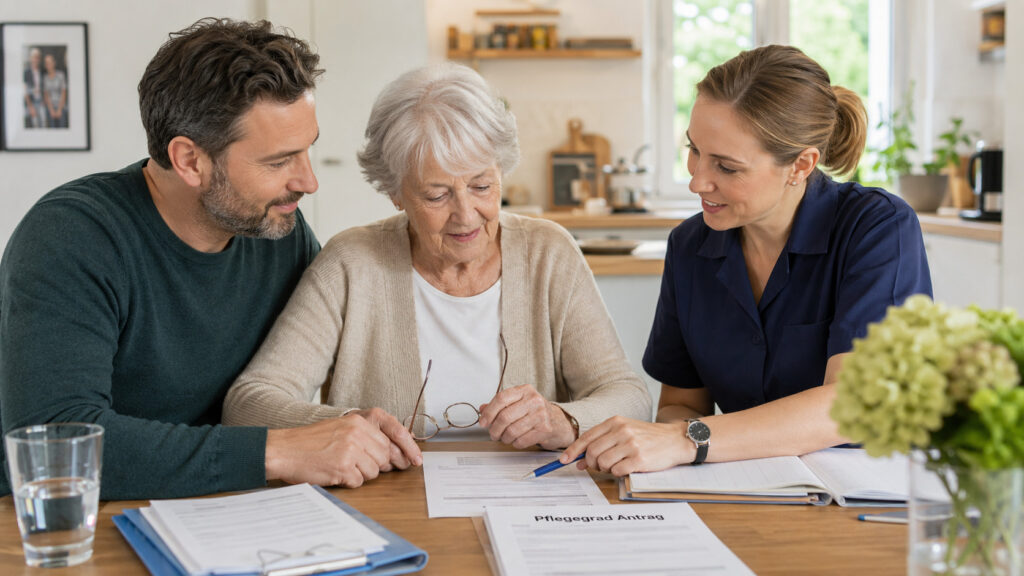Pflegedienst unterstützt Seniorin und Angehörigen beim Pflegegrad beantragen